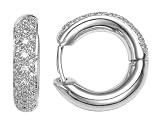 14k White Gold Diamond Pave Hoop Earrings (1/2 cttw, I Color, I1 Clarity)