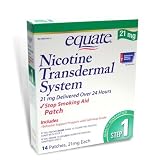 Equate - Nicotine Transdermal System - Step 1 - Stop Smoking Aid Patch, 21 mg, 14 Patches