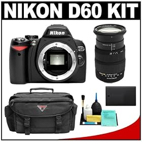 Nikon D60 Digital SLR Camera & 18-200mm HSM Optical Stabilizer Zoom Lens + Case + EN-EL9 Battery + Cleaning Kit