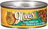 9 Lives Cat Food, Tender Nibbles with Chicken & Liver in Gravy, 5.5 oz (Pack of 24)