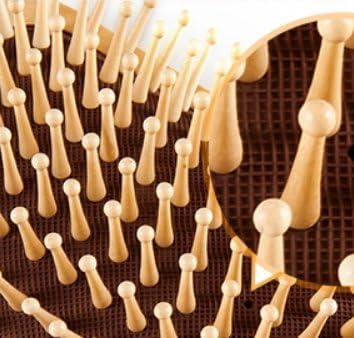 Natural Wooden Massage Hair Brush, Ball-Tipped Wooden Bristles Cushion Hair Brush (Large Paddle)