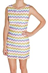 Sheath Chevron Print Zig Zag Sheer Lace Cotton/Polyester/Knit Mini Dress 