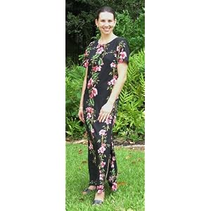 Regular & Plus Size Elegant Column Long Dress - Plumeria Bamboo Hawaiian Aloha Figure-Hugging Long Dress in Black