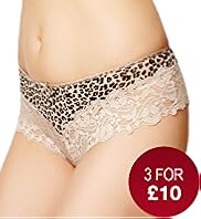 Animal Print Floral Lace Brazilian Knickers