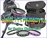 7-pc Accessory Kit w/Wide Angle for Pentax K100D K10D K20D K-x +BONUS