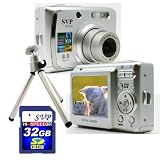 SVP DC-836-Silver 8MP 3x Optical Zoom 2.4 LCD Digital Camera (Free-32GB SDHC Card, a Sturdy Tripod)