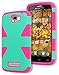 One Touch Fierce 2 Case, Bastex Heavy Duty Hybrid Dynamic Protective Case - Hot Pink Soft Silicone Cover with Teal Hard Shell Case for Alcatel One Touch Fierce 2 7040T, Pop Icon A564C