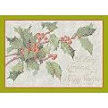 Holly with Green Border Boxed Christmas Cards - 40 ct