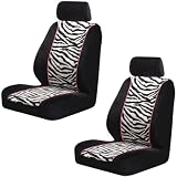Animal Print White Zebra Tiger w  Pink Outline Car Truck SUV Front Low Back Bucket... 
