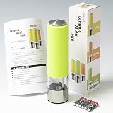 訳あり ミル 電動 セラミック歯仕様 粗さ調節機能 ライト付『2way 電動ミル ペッパー＆ソルト兼用』グリーン （X373-S3)