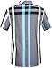SSLR Men's Casual Short Sleeve Stripe Patch Shirt (Large, Blue Grey)