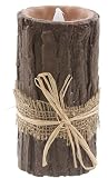 Arty Imports L.E.D. Birch Pillar Candle with Flicker with Bow,  Brown 3