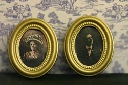 Dollhouse Miniature Set of 2 Vintage Look Framed Prints