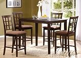 IMAGE OF 5pc Counter Height Dining Table & Chairs Set in Brown Finish