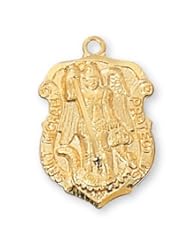 3/4" X 1/2" 14K Gold over Solid .925 Sterling Silver St. Saint Michael the Archangel Comes With 18" Chain In Gift Box Patron St. Saint Medal Pendant Necklace Gift New Jewelry Charm Solid Sterling Silver Patron Saint Catholic Medal Pendant Necklace