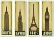 London-New York-Paris-Manhattan Set by Steve Forney 34.25"x10.25" Art Print Poster