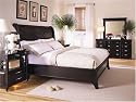 4 Pc Queen Black Platform Master Bedroom Furniture Set: Queen Bed, Dresser, Mirror and 1 Night Stand