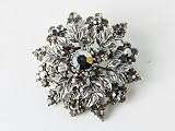 Gunmetal Tone Grey Flower Floral Leaf Reef Snowflake Festive Sunburst Pin Brooch