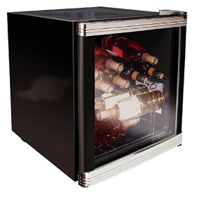 Husky HUS-HM38 Personal Wine Refrigerator Chiller 50L  - Chrome Door Effect, Black
