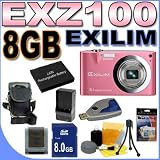 Casio Exilim EX-Z100 10.1MP 4x Optical Zoom (Pink) Digital Camera (EXZ100PK) PLUS 8GB SDHC Memory Card - Extra Lithium Ion Battery - Rapid-Quick External Charger - Padded Carrying Case - EXZ100 BigVALUEInc Accessory Saver Bundle + MORE