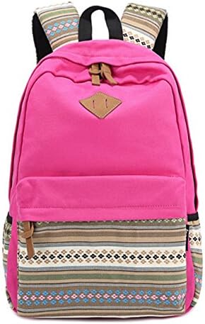 Ladies Casual Vintage School Backpack Canvas tribal patterns canvas school backpacks, Rose
