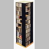 CD / DVD / VHS Huge 1040 Spinner Storage Rack for Media in Black/Oak Finish