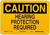 Brady 40971 10 Width x 7 Height B-555 Aluminum, Black on Yellow Confined Space Sign, Header Caution, Legend Hearing Protection Required