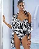 Spiegel Zebra-Print One-Piece Bandeau Swimsuit