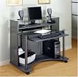 Saturn Centre 45-inch Computer Desk in Pewter/Charcoal/Clear Glass By Studio RTA Furniture