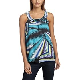 Buy AGB Ladies Rosette Accents Sleeveless Soft Chiffon Top by AGB