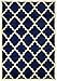 Moroccan Trellis Lattice Design Navy Blue 8x10 (7'9