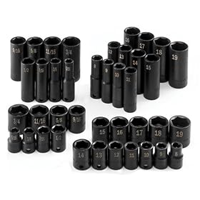 SK Hand Tools 4090 40-Piece 3/8-Inch Drive 6 Point Fractional/Metric High Visibility Impact Socket SuperSet