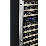 Kalamera Door Dual Zone 73 Bottle Stainless Steel Compressor Wine Cooler Refrigerator with 11 Removable Wooden Shelves Electronic Controls