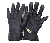 FLOSO Herren Handschuhe aus echtem Leder (M/L) (Schwarz)