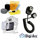 E-TTL / E-TTL II Off-Camera Flash Sync Cord for Canon EOS Cameras & Speedlite Flashes (Canon OC-E3 Equivalent) +DIGI TECH Professional Cleaning Kit + LCD Screen Protector