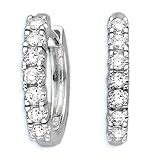 10K White Gold 1/4 ct. Diamond Huggie Earrings