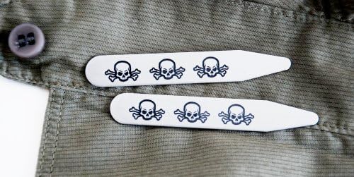Collar Ink Men's Metal collar stay (Three Skulls)-2-1/2" x 3/8"-Stainless steel