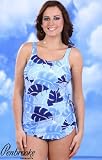 Penbrooke Boldly Blue Sarong Front One Piece Swimsuit - Plus Size Swimwear Plus Size Swimsuit