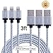 Bestfy(TM) 3Pack 3FT Nylon Braided 8pin to USB Sync Data and Charging Cable Cord with Alumnium Heads for iPhone 6/6 Plus/6s/6s Plus, iPhone 5 5c 5s, iPad 4 Mini Air iPod Nano 7 iPod Touch 5 (white)