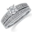 0.32 Ct.T.W. Round Brilliant Cut Diamonds, 14K White Gold. Diamond Engagement Ring Set, Semi-Mount Setting (Center stone is not included)