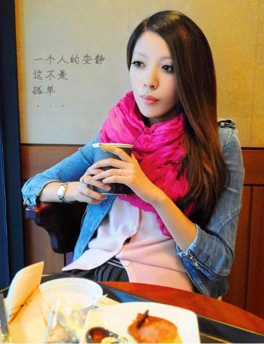 Leegoal Fashion Solid Color Rose Red Long Shawl Scarf Wrap for Women