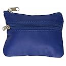100% Genuine Leather Change Purse Key Ring Blue #810