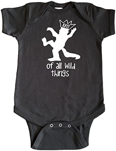 OakTees Baby Cute KING OF ALL WILD THINGS Max Romper Creeper Onepiece (White print) (18 months, Charcoal gray)