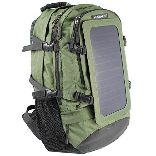 ECEEN Solar Backpack, 7 Walls Solar Panel Bag, With 10000mAh Power Battery Pack Charge for Smart Cell Phones and Tablets, GPS, eReaders, Bluetooth Speakers, Gopro Cameras etc.