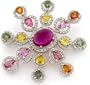 18K White Gold Gemstone Diamond Brooch