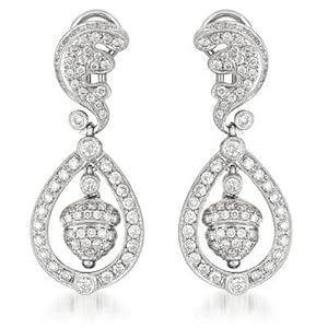 14k White Gold 2.45 Dwt Diamond Prince Katie Earrings - JewelryWeb
