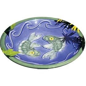 Achla BBC12 Blue Ceramic Birdbath Bowl and Stake from Birdbaths