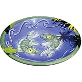 Achla BBC12 Blue Ceramic Birdbath Bowl and Stake by Achla