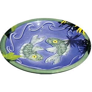Achla BBC12 Blue Ceramic Birdbath Bowl and Stake