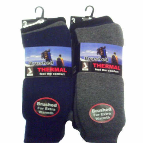 6 Pairs dark colours brushed thermal socks